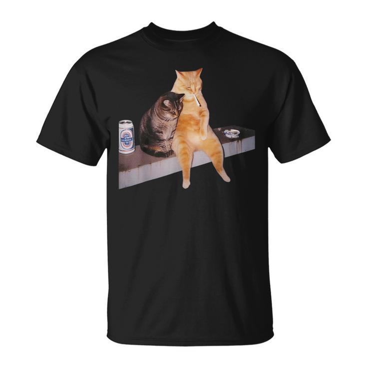 T-shirt Chat Qui Fume Meme - Design Humoristique, Coton, Coupe Classique - Cadeau Drôle Pour Fans De Mèmes