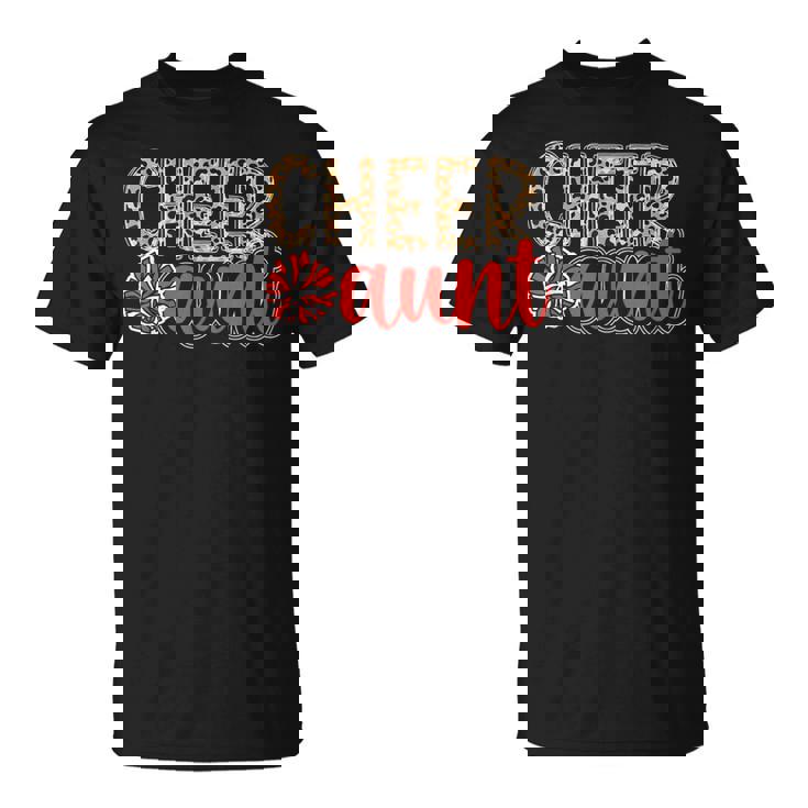 Cheer Aunt Leopard Aunt Of A Cheerleader Aunt Cheer Auntie T-Shirt