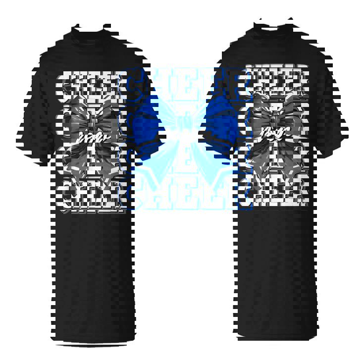 Cheer Mom Blue Bow Cheerleader Competition Game Day T-Shirt