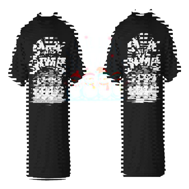 Chilling With Mynowmies 冬の雪だるまファミリーデザイン Tシャツ
