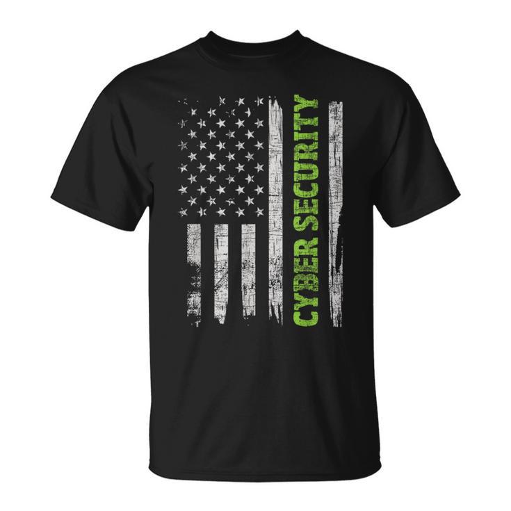 Ciberseguridad Bandera De EeUu Ingeniero Informático Programador Hacker Camiseta unisex