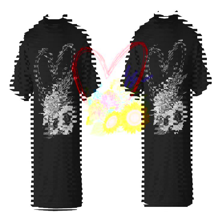 Conception De Fleurs D'été Tournesols Lavande Hortensia T-Shirt