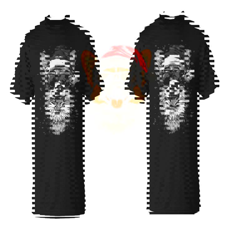 Corgi サンタハット 面白い かわいい 犬 ママ お父さん クリスマス Tシャツ