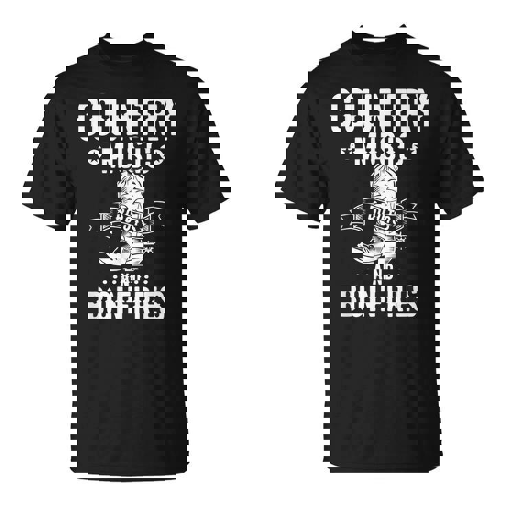 Country Music And Bonfire ウエスタンカントリーラインダンスブーツ Tシャツ