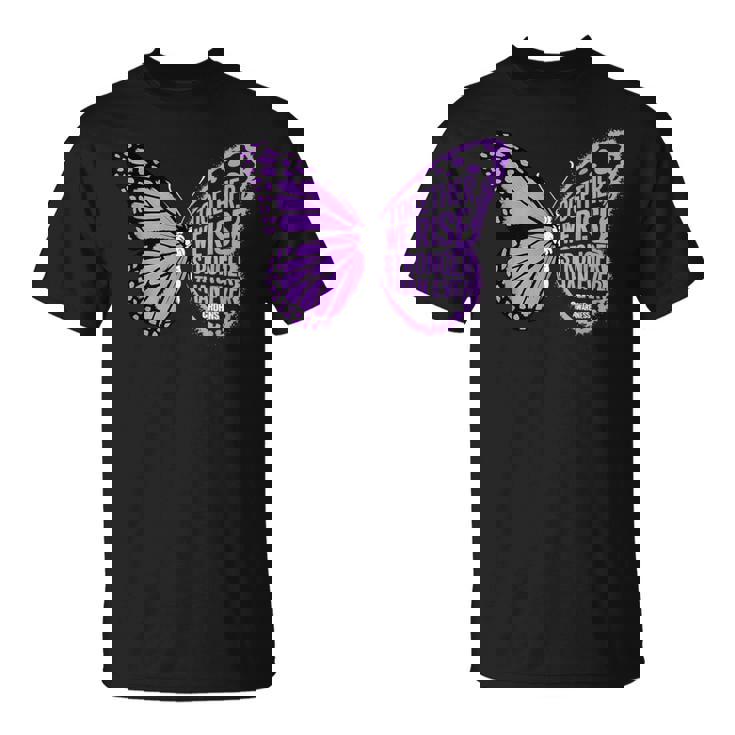 Crohns Awareness Together We Rise パープルリボン バタフライ Tシャツ