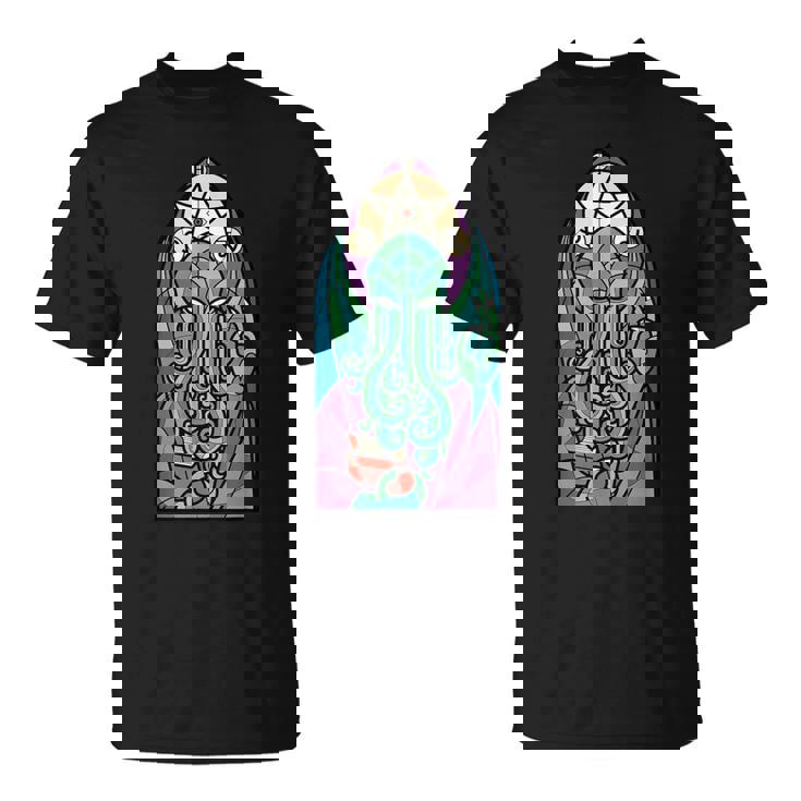 Cthulhu Iglesiaidrieras Cósmico Horror Divertido Monstruo Camiseta unisex