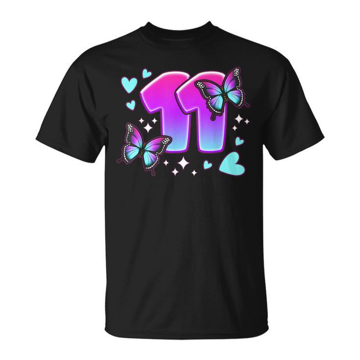 Cumpleaños Niña 11 Años Mariposas Y Número 11 Camiseta unisex