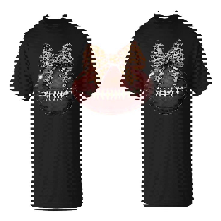 Cute Football Coquette Bow Cute Football Mom T-Shirt