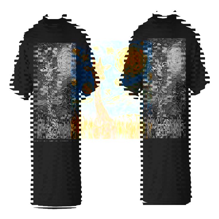 Cute Giraffe Africa Van Gogh Style Starry Night T-Shirt Cute Giraffe Africa Van Gogh Style Starry Night T-Shirt