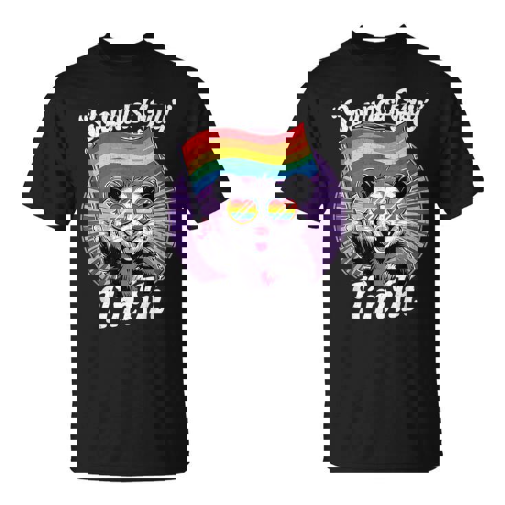 Cute Lgbtq Possum Holding Flag With Sounds Gay Quote T-Shirt
