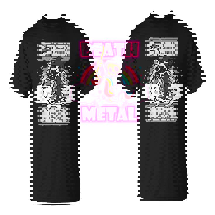 Death Metal Grim Reaper ピンクユニコーン ファニーヘビーメタル Tシャツ