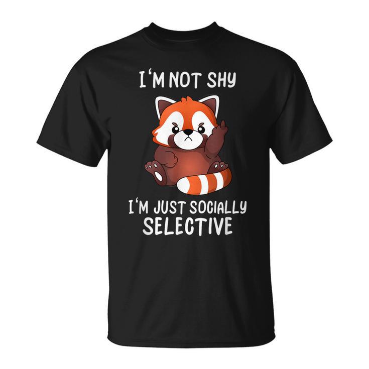 Déclaration D'humour Antisocialocialementélectif Mignon Panda Rouge T-Shirt