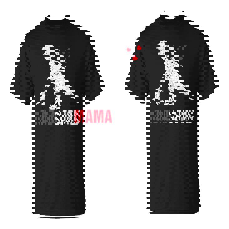 Día De La Madre Bebé Mamasaurus Mamá 2 Niños Pareja Madre Camiseta unisex
