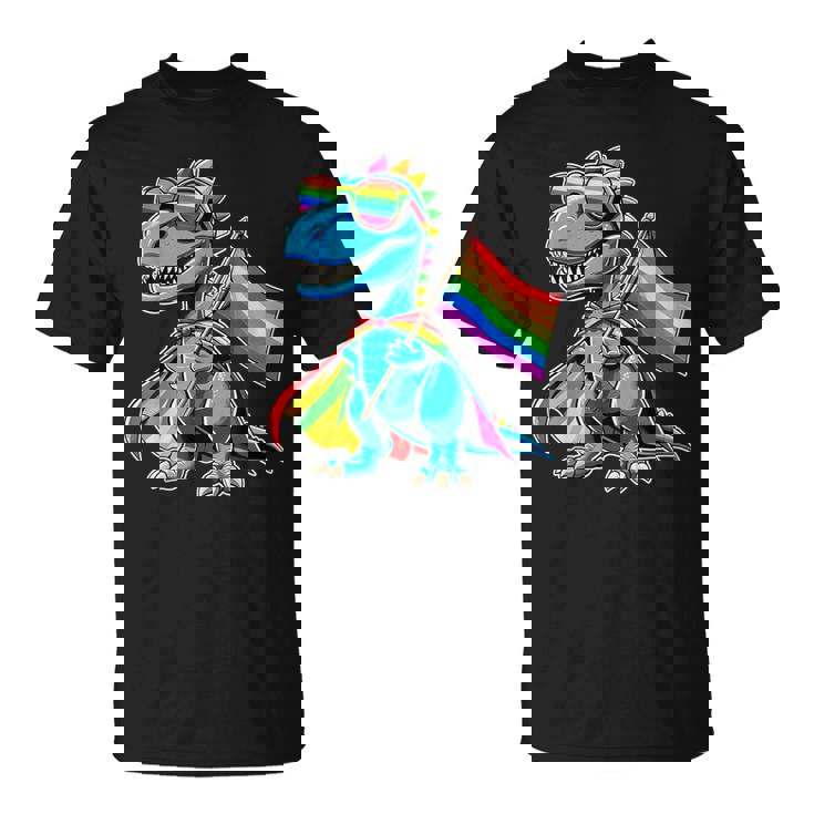 Dinosaur Gay Pride Lgbt Rainbow Flag T-Shirt