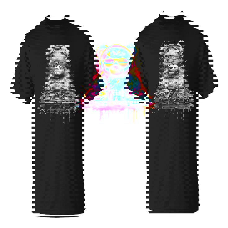 Dj Music Ours En Peluche Coloré Avec Lunettes Deoleil T-Shirt