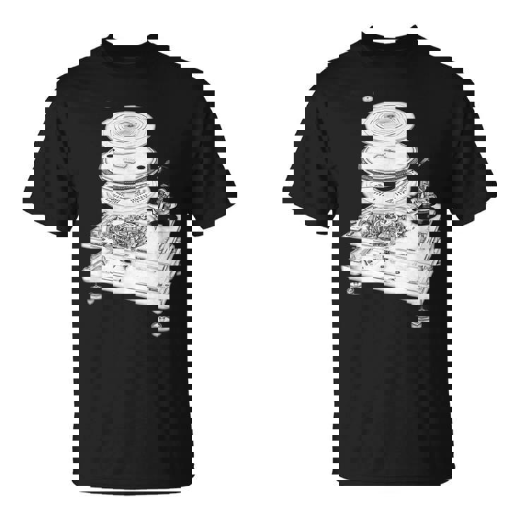 Dj Turntable 1210 Mk2 Exploded Blueprint Tシャツ