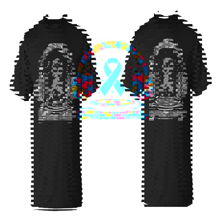 Dj ヘッドフォン パズル 自閉症啓発 自閉症 レディース メンズ Tシャツ