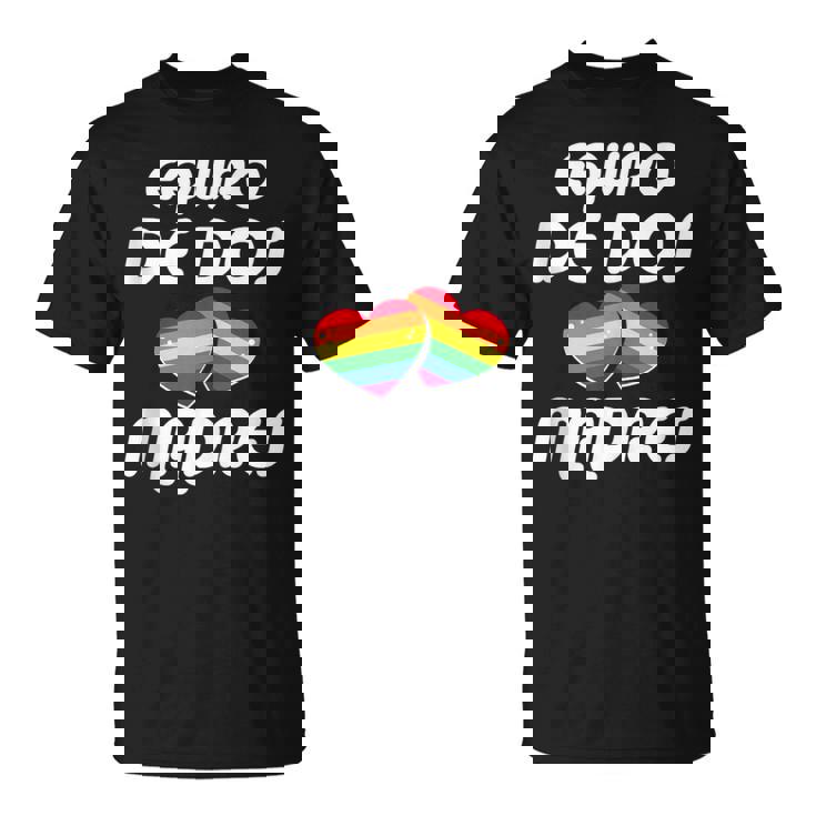 Dos Madres Lgbt-Q Orgullo Gay Mamá Aliada Corazón Arco Iris In Mangas Camiseta unisex