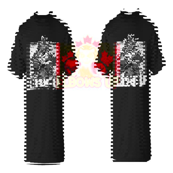 Elbows Up Canada カナダのカウンター関税 ビーバーボクシング Tシャツ