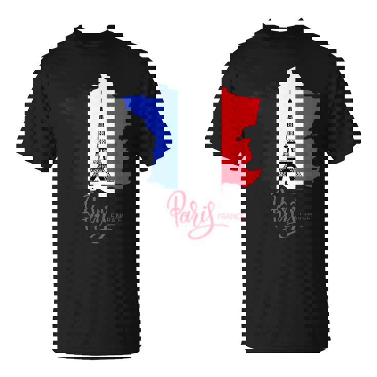 Enjoy Travel Paris France Flag & Eiffel Tower Graphic Tシャツ