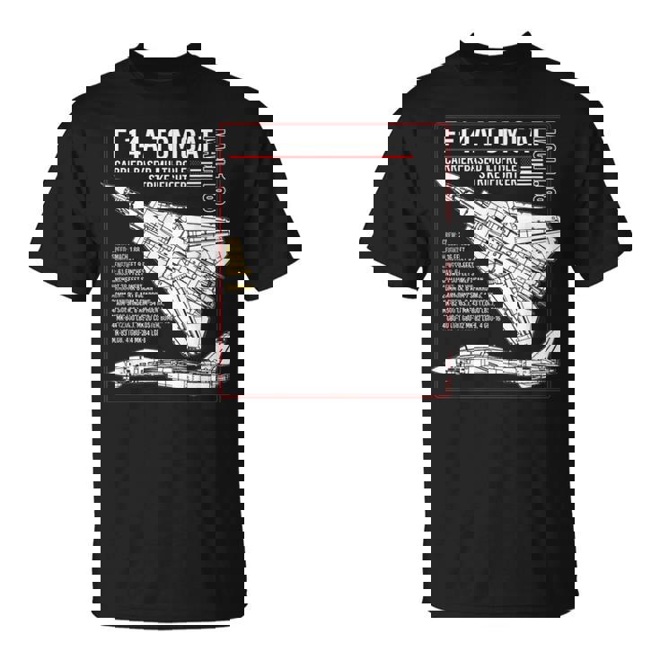 F-14 Tomcat Us American Carrier航空機 ブループリント Tシャツ