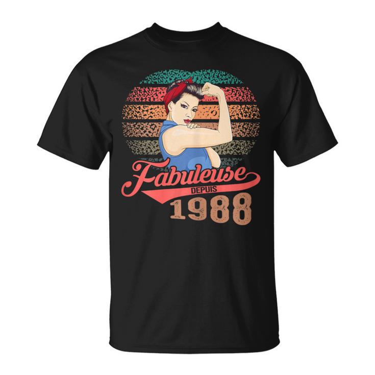 Fabuleuse Depuis 1988 Cadeau Anniversaire Humour 35Ans T-Shirt
