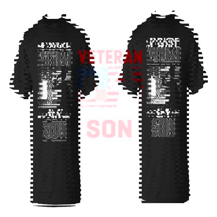 My Favorite Veteran Is My Son Usa Flag Veterans Day T-Shirt
