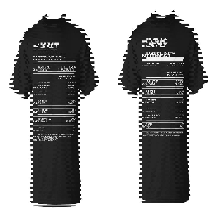 Flavio 栄養成分表示 Tシャツ