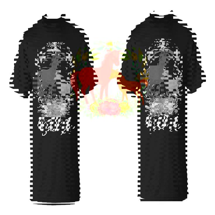 Flowers Mom Horse & Baby Horse Animal Mama Mother's Day T-Shirt