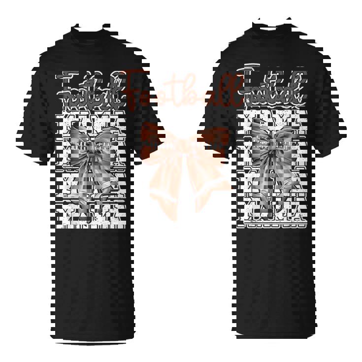 Football Mama Coquette Bow Sport Mom Game T-Shirt