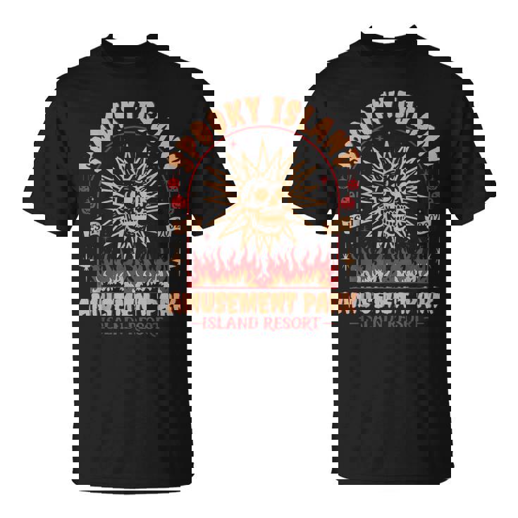 Halloween Spooky Island Est 2002 Amusement Park Skull T-Shirt