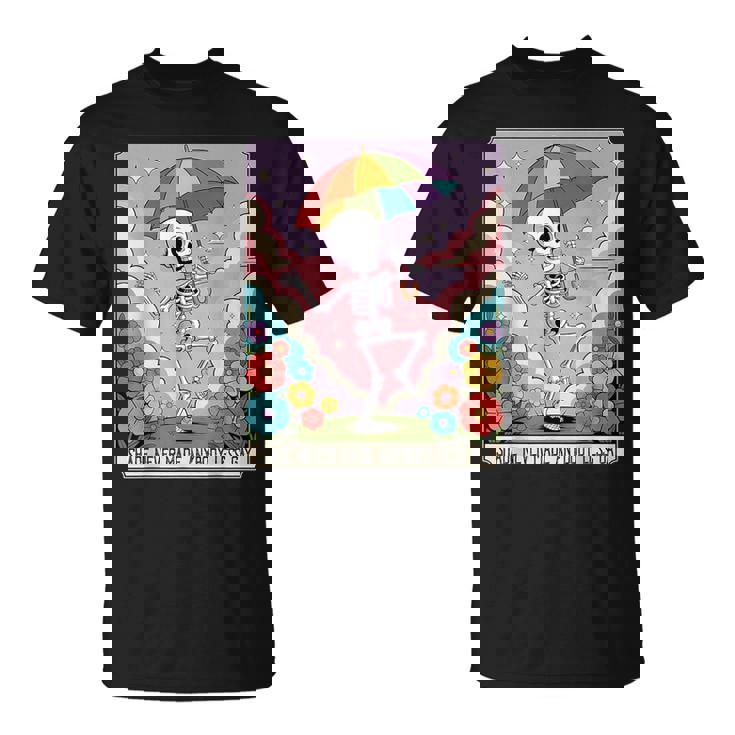 Retro Skeleton Lgbtq Pride Quote Rainbow Umbrella T-Shirt