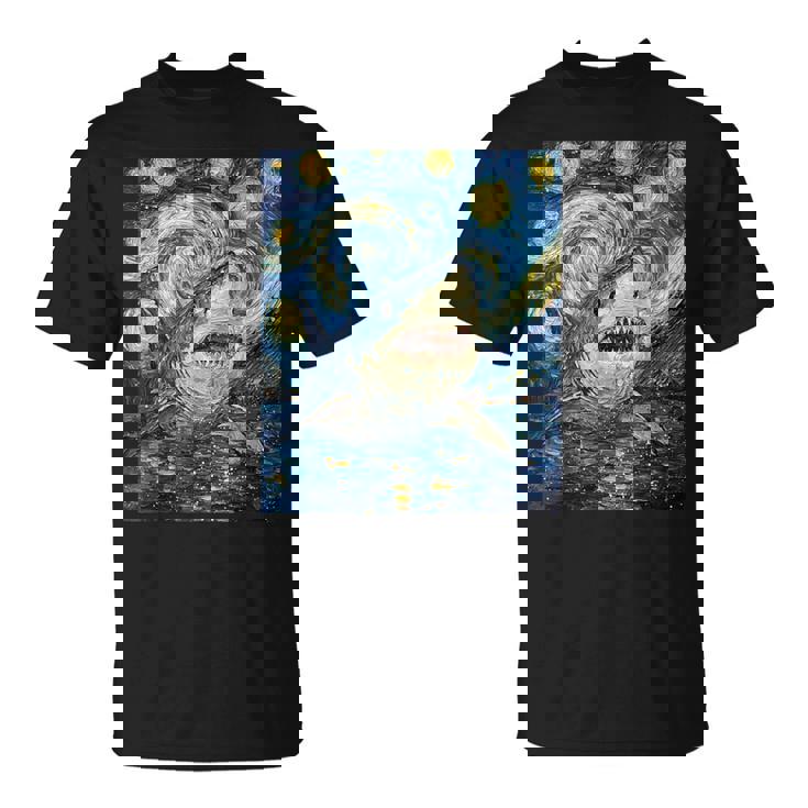 Shark Van Gogh Style Starry Night T-Shirt