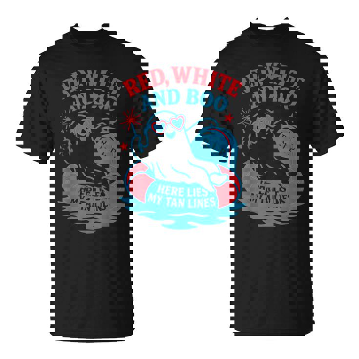 Summerween Red White And Boo 4Th Of July Matching T-Shirt