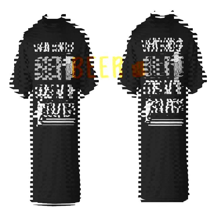 Workout Gym Meme For Beer Loversquats Joke Tシャツ