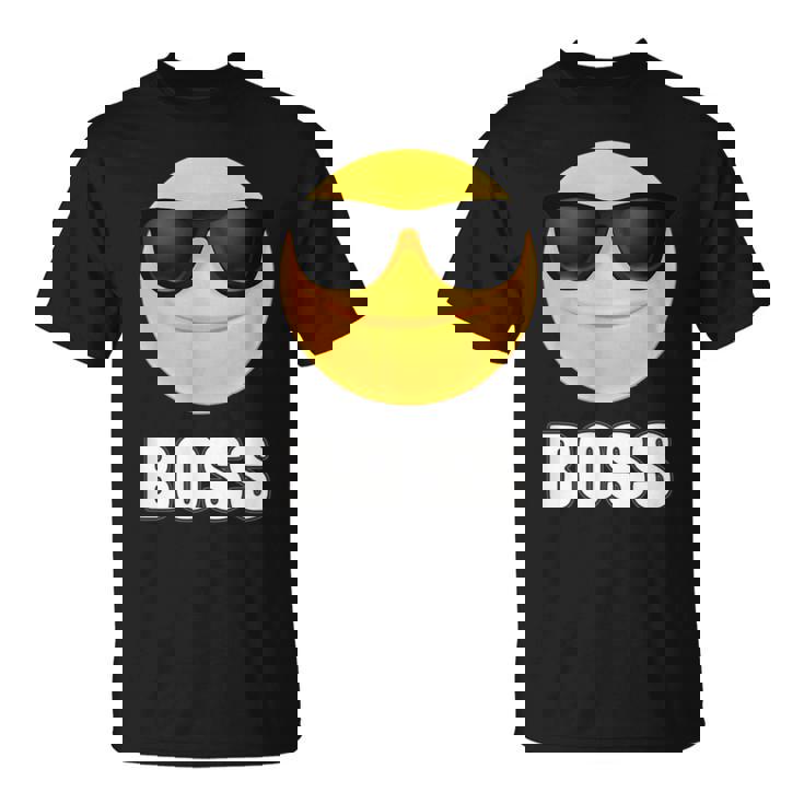 Girl & Boy Boss サングラス 顔文字シャツ クールな顔 Tシャツ