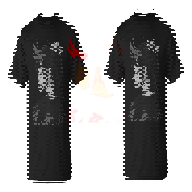 Girl With Red Horns 日本アートスタイル 面白いグラフィックtシャツ Tシャツ