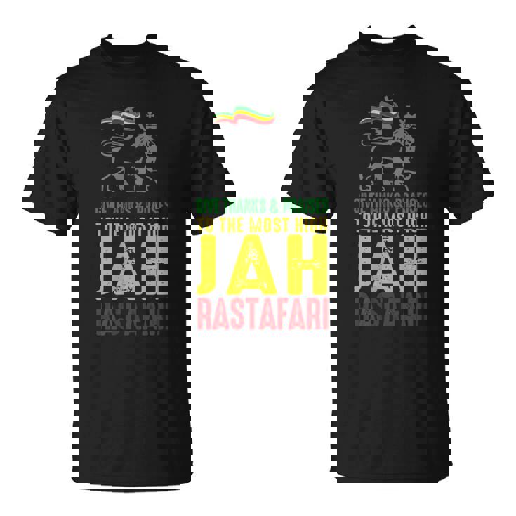 Give Thanks & Praises Jah Rastafari レゲエ ラスタ ウェア Tシャツ