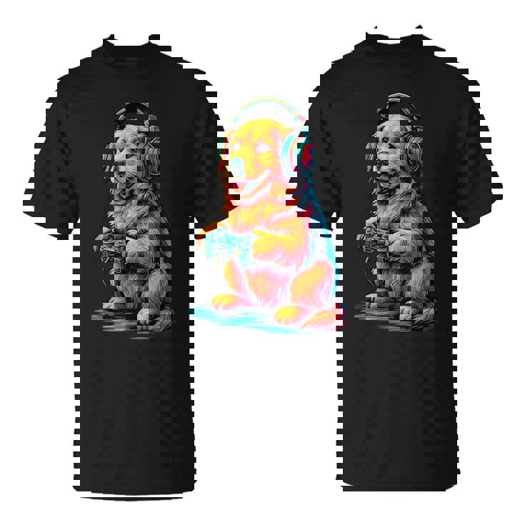 Golden Retriever Retro Gamerintage Gaming Amante De Los Perros Camiseta unisex