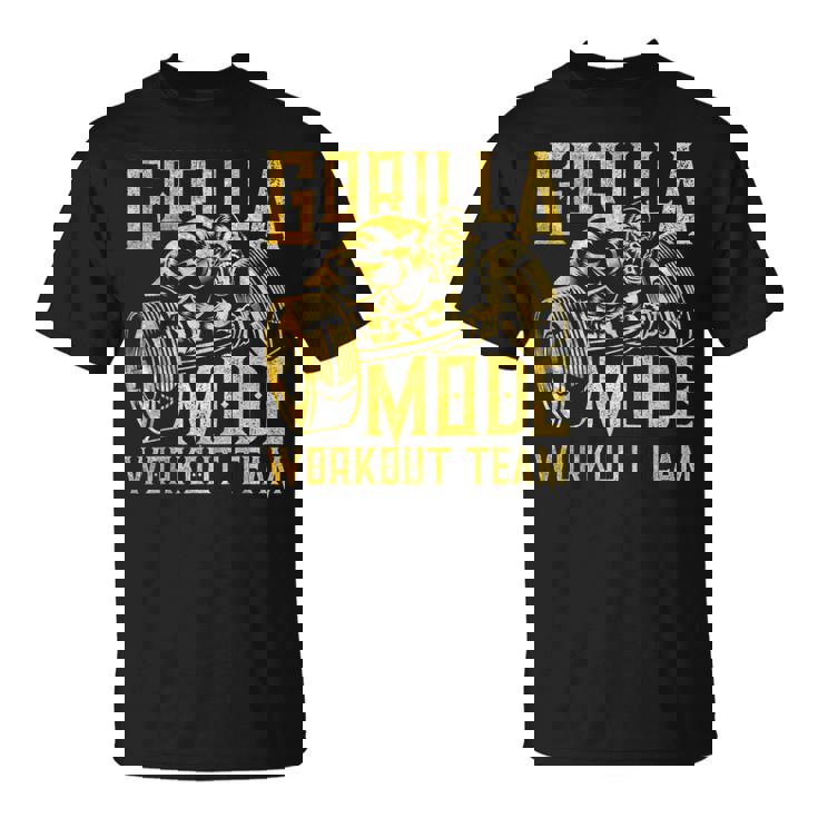 Gorilla Mode ワークアウト チーム ダンベル ビースト ジム フィットネス ゴールド Tシャツ