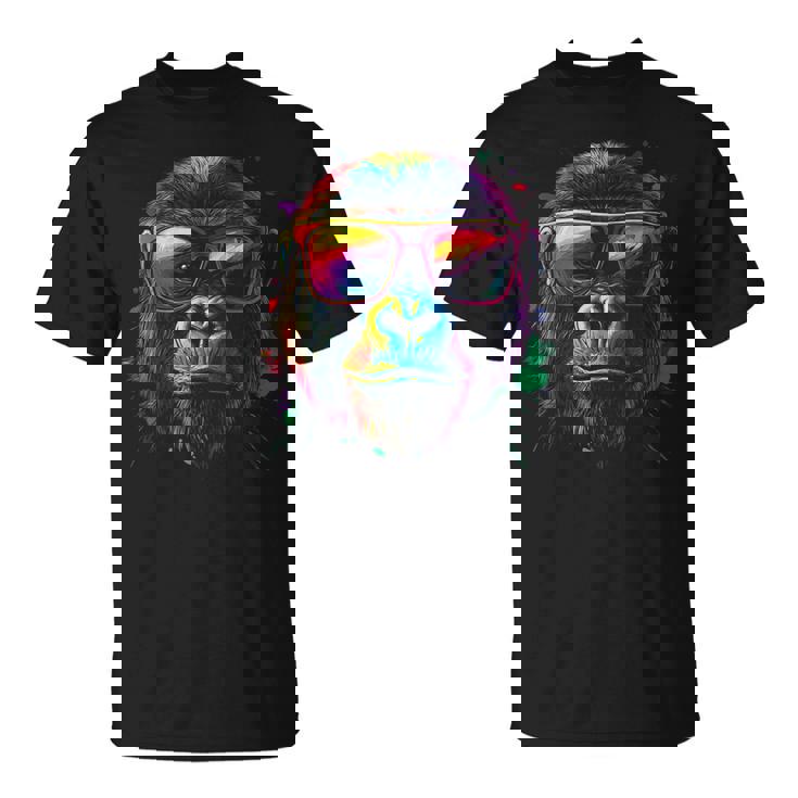 Gorilla Monkey グラフィック アニマルアート サングラス ゴリラ Tシャツ