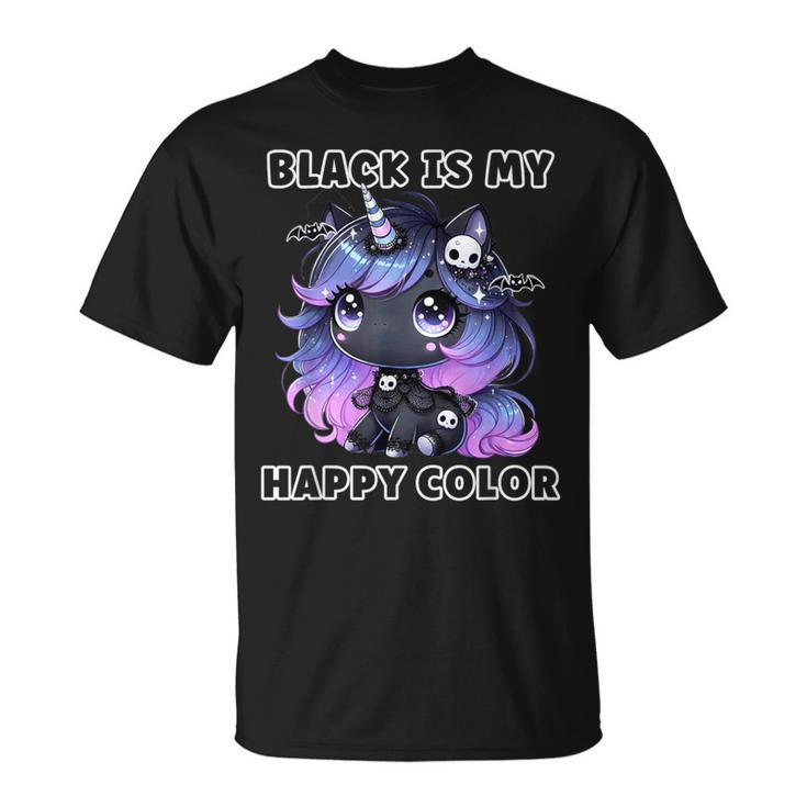 Goth Girl Black Is My Happy Color Gothic Unicorn Emo Girl T-Shirt
