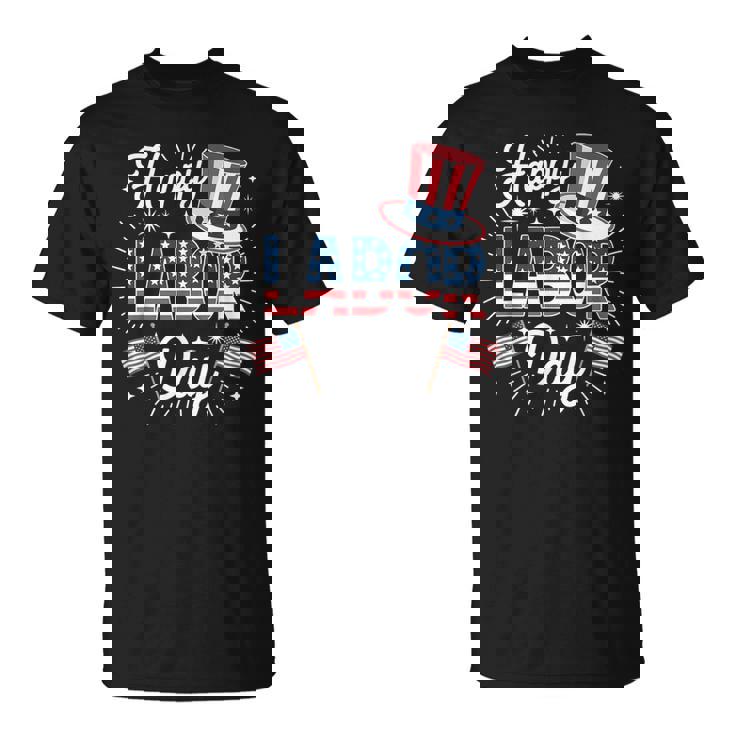 Happy Labor Day Patriotic Union Workers Usa Flag Women T-Shirt