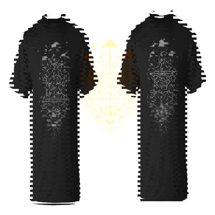 Hongos Flor Geometríaagrado Bosque Raíces Estrellas Camiseta unisex