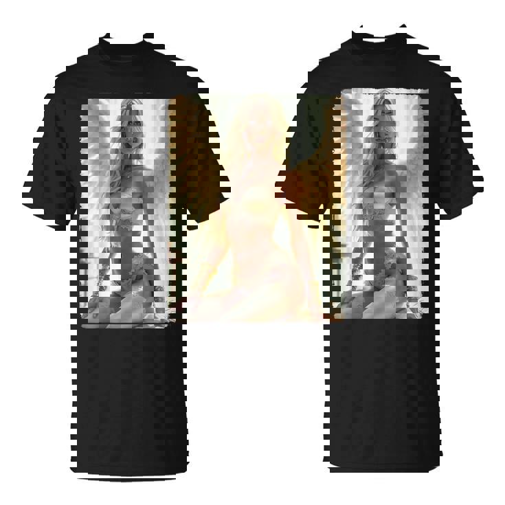 Hot Girl On 男性用 セクシーな天使の座り グランジ Tシャツ