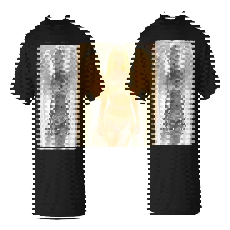 Hot Girl On 男性用 セクシー ブロンド エンジェル ガール ピンナップ Tシャツ