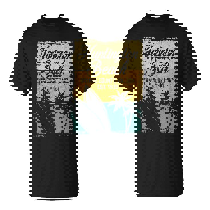 Huntington Beachurf City California アンティーク調サーフィン Tシャツ