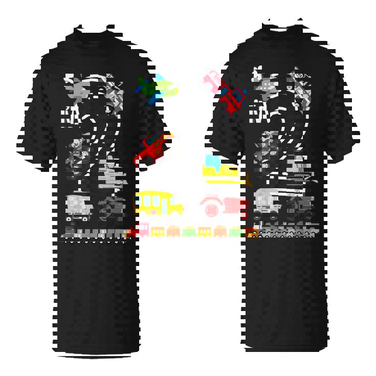 I'm 2 2歳の誕生日 トラック 乗り物 交通機関車 Tシャツ