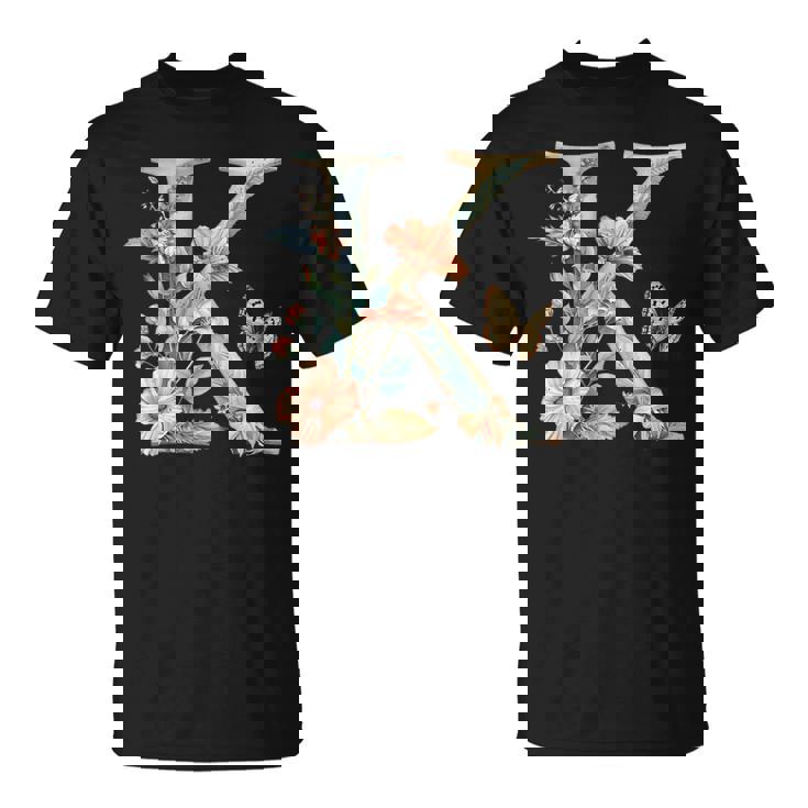 Idée-Cadeau Personnalisé Lettre K En Fleurs Et Papillons T-Shirt