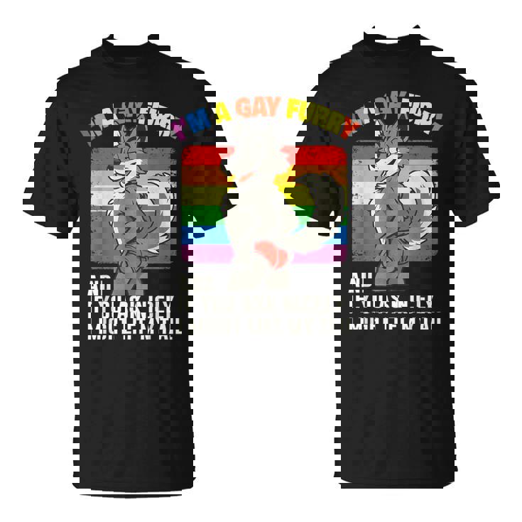 I'm A Gay Furry Pride Month Gay Lgbtq Rainbow Fox Furry T-Shirt